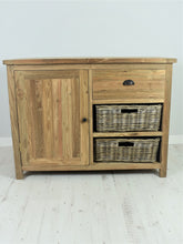 Load image into Gallery viewer, Reclaimed teak small sideboard, 1 door, 1 drawer, 2 baskets.