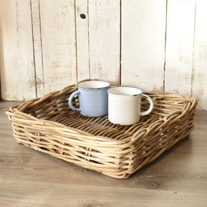 Natural Wicker Serving Trays Square (Set Of 3)
