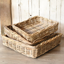 Load image into Gallery viewer, Natural Wicker Serving Trays Square (Set Of 3)