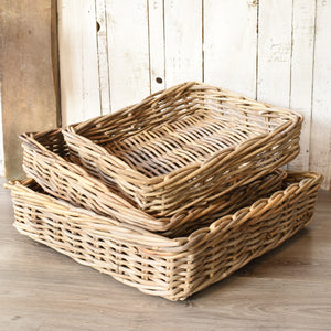 Natural Wicker Serving Trays Square (Set Of 3)