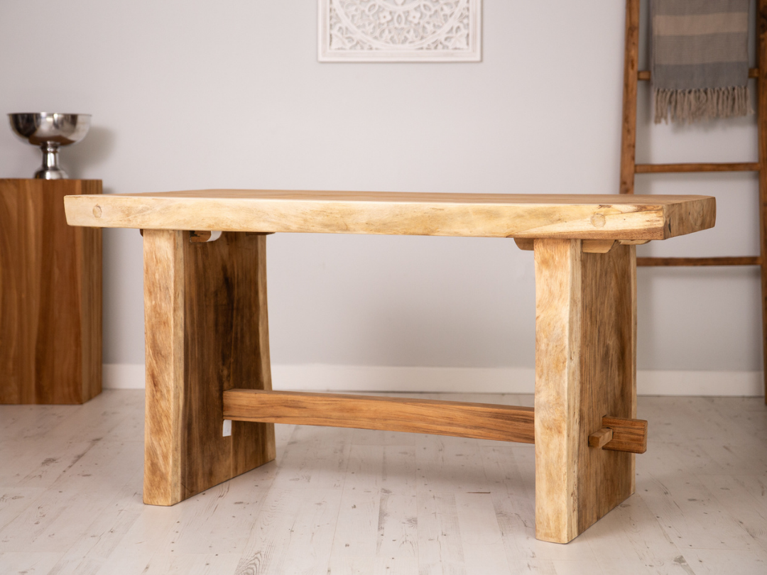 150cm Natural Live Edge Table Refectory Style Leg Table Only