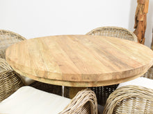 Load image into Gallery viewer, 100cm Reclaimed teak round table close view.