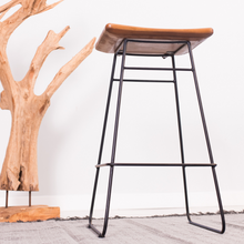 Load image into Gallery viewer, Teak &amp; Metal Kitchen Counter Stool