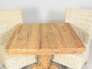 Square Reclaimed Teak Dining Set with 2 Whitewash Banana Leaf Chairs