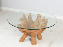 Load image into Gallery viewer, Teak root coffee table top view 80cm