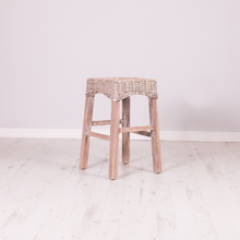 Load image into Gallery viewer, Whitewash Wicker Kitchen Counter Stool