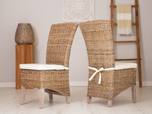 Load image into Gallery viewer, Versatile wicker chair with machine-washable cushion  in grey or natural