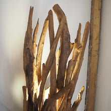 Load image into Gallery viewer, Handcrafted teak driftwood style spotlight detail close-up