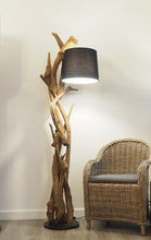 Load image into Gallery viewer, Unique driftwood style Morgan floor lamp for home. Sustainable pendant style lamp for rustic interiors.