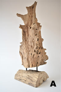Decorative Wood Artefact On Stand - Small