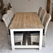 Load image into Gallery viewer, 200cm Cottage Dining Set with 6 Whitewash Kubu Chairs