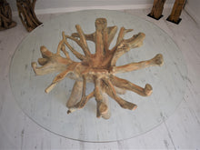 Load image into Gallery viewer, Round Teak Root Dining Set with 6 Natural Kubu Chairs