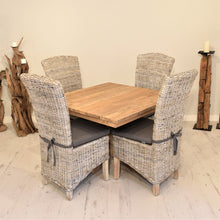 Load image into Gallery viewer, Square Reclaimed Teak Dining Set with 4 Whitewash Kubu Chairs