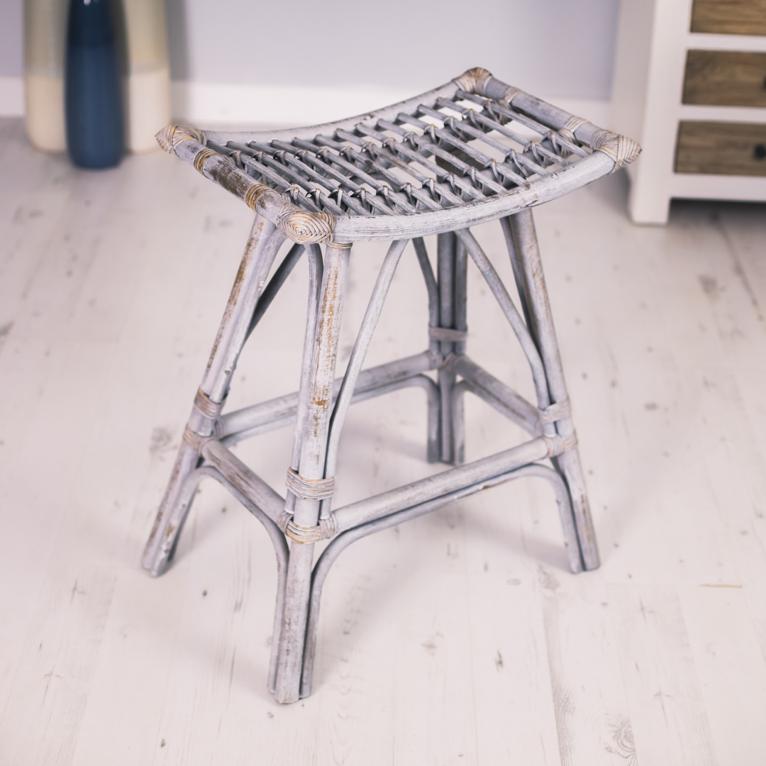 Grey Bamboo & Rattan Kitchen Counter Stool – Rustic House Cornwall