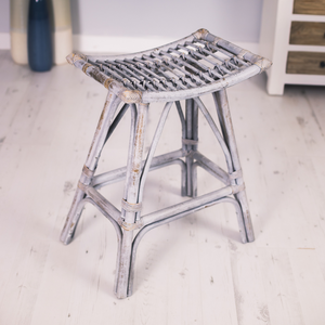 Grey bamboo and rattan kitchen counter stool