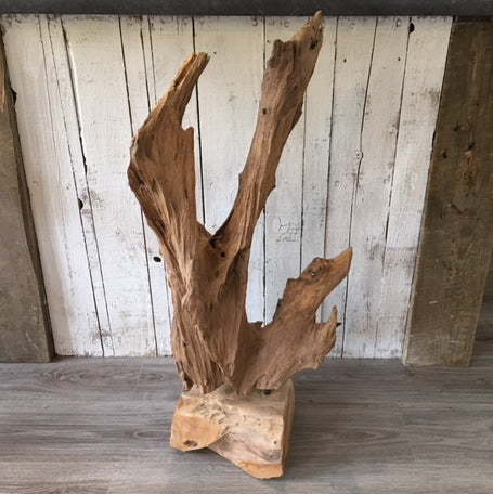 Abstract Wood Sculpture On Stand - Medium