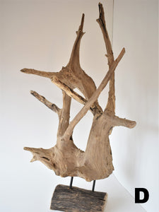 Abstract Wood Sculpture On Stand - Medium