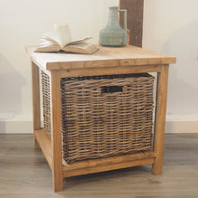 Load image into Gallery viewer, Reclaimed Wood Side Table With Wicker Drawer