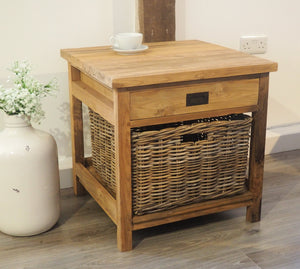 Reclaimed Wood Side Table With Drawer