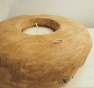 Round  Wooden Candle Bowl