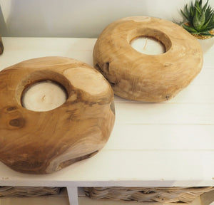 Round  Wooden Candle Bowl
