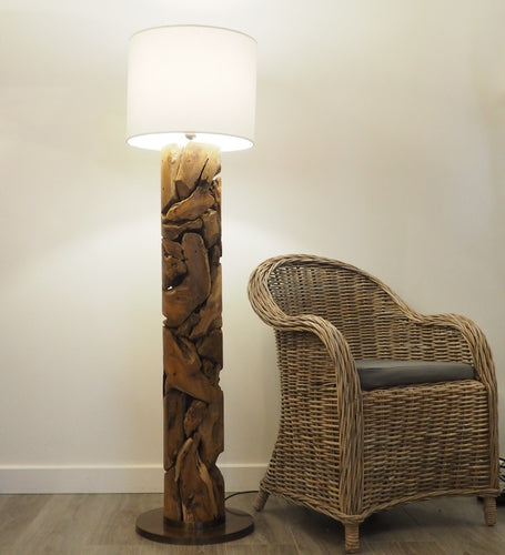 Wooden Pipe Floor Lamp Medium - Xilon