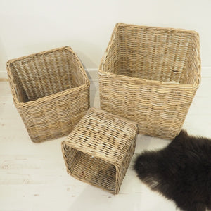 Square Natural Wicker Basket - large