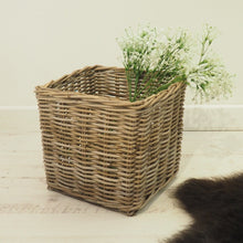 Load image into Gallery viewer, Square Natural Wicker Basket - large