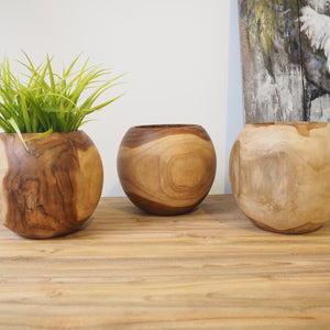 Small Round Reclaimed Teak Root Vase