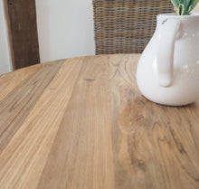 Load image into Gallery viewer, Reclaimed teak round table close view of table top