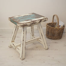 Load image into Gallery viewer, Vintage White Wash Stool