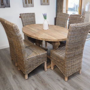 160cm Reclaimed teak oval table with chairs