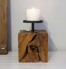 Load image into Gallery viewer, Rustic Wood Pillar Candle Holder - Frida (Square)