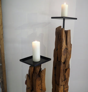 Extra Tall Reclaimed Wood Pillar Candle Holder