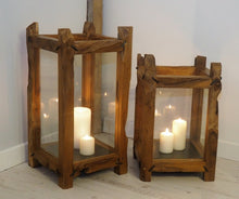 Load image into Gallery viewer, Extra Tall Wooden Hurricane Candle Lantern - Kubo