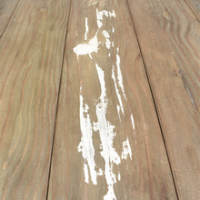 Load image into Gallery viewer, Detail of reclaimed pine tabletop showing natural wood grain and distressed finish