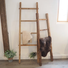 Load image into Gallery viewer, Handcrafted reclaimed teak towel ladder for home - available in 2 sizes, 170cm and 140cm