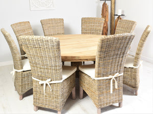 180cm Round reclaimed teak table with whitewashed  Kabu chairs