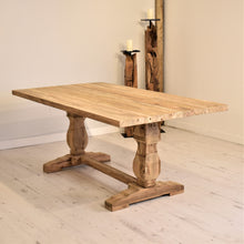 Load image into Gallery viewer, 180x100cm rectangular reclaimed teak dining table with refectory style base