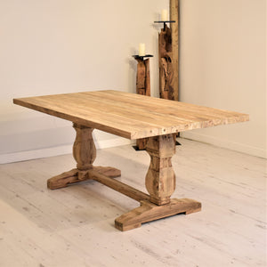 180x100cm rectangular reclaimed teak dining table with refectory style base