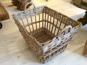 Natural Wicker Rectangular Basket With Handles