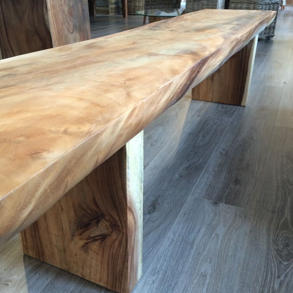 Suar Wood Bench Natural Shape - 200cm