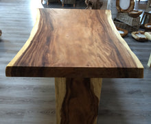 Load image into Gallery viewer, 150cm Suar live edge table end view.