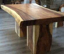 Load image into Gallery viewer, 150cm Suar live edge table end view.