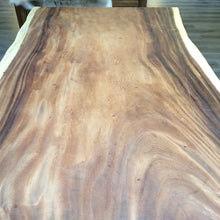 Load image into Gallery viewer, 150cm Suar live edge table, close up of the top view