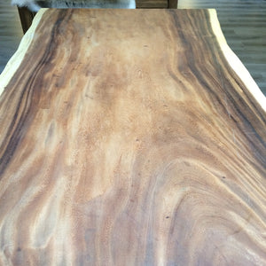 150cm Suar live edge table, close up of the top view