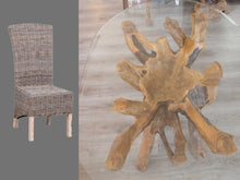 Load image into Gallery viewer, Oval Teak Root Dining Set with 4 Natural Kubu Chairs