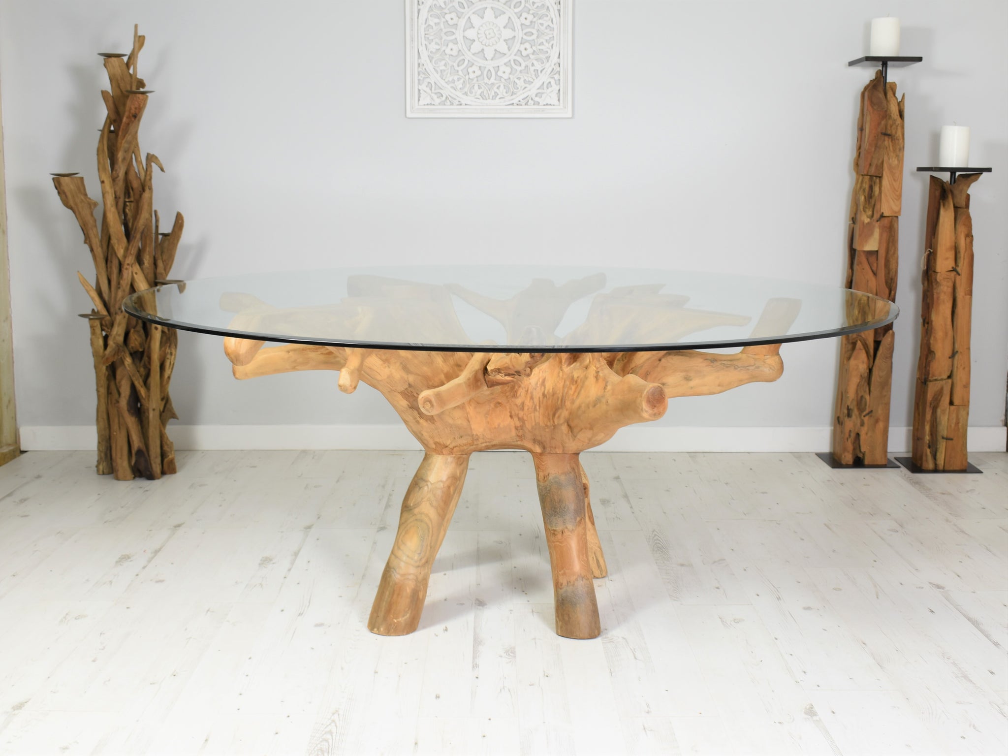 Round Teak Root Dining Table - Available in 120cm, 150cm, or 180cm ...