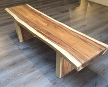 Load image into Gallery viewer, Rustic Suar Wood Bench with natural finish and organic shape