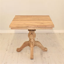 Load image into Gallery viewer, 80cm square reclaimed teak dining table with natural wood grain